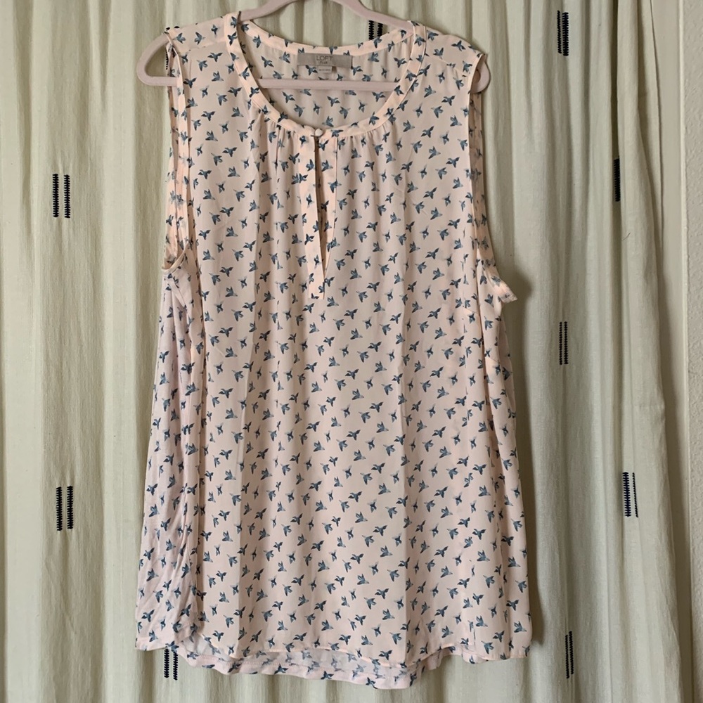 LOFT pink bird blouse 20/22